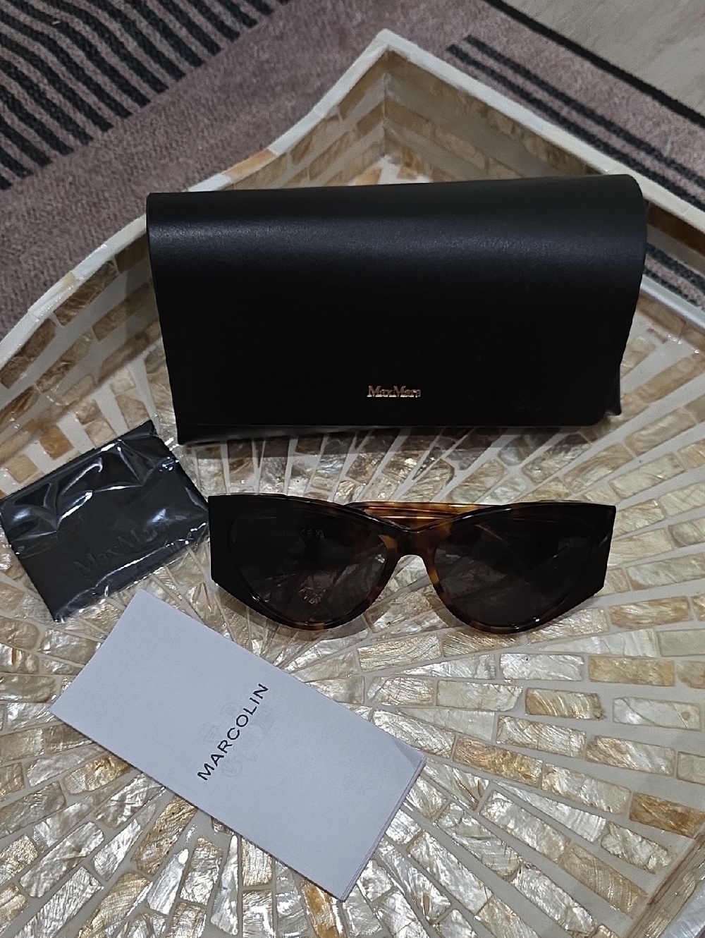 MaxMara Tortoiseshell Sunglasses with Black Case